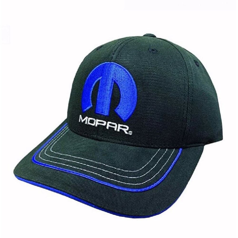 Mopar Embroidered Logo Cap Hat with Blue Brimlines - NEW Fast Ship